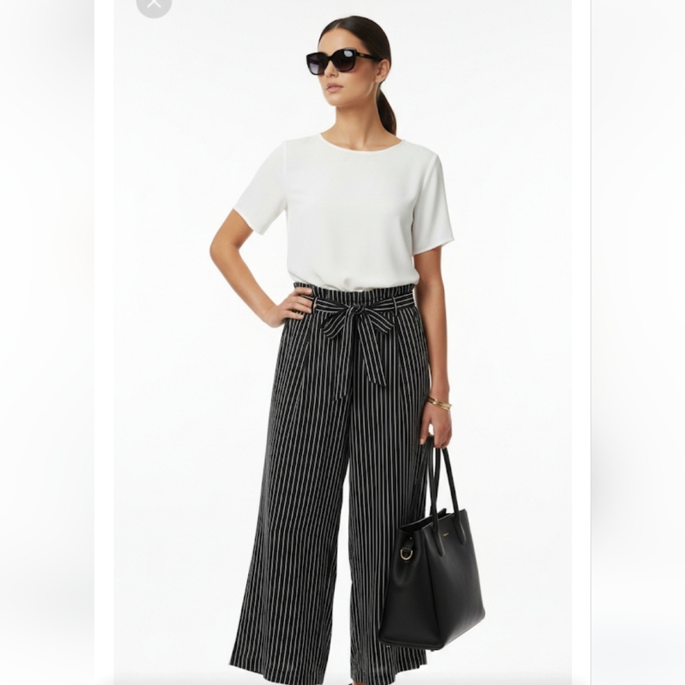 Who What Wear Black and White Striped Pants